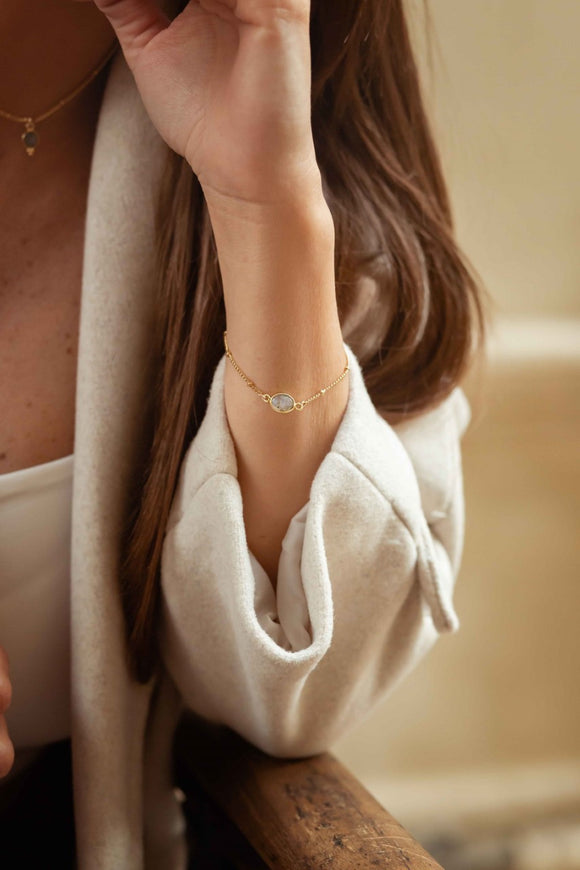 Bracelet Précieuse Pierre de lune Blanche